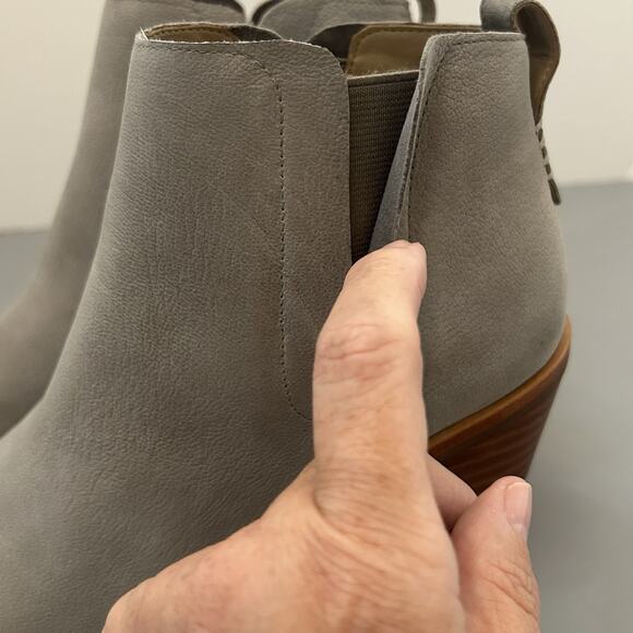 NYDJ JoleneGo Suede Block Heel Boots Women Sz 6.5 Color Taupe - Picture 6 of 12